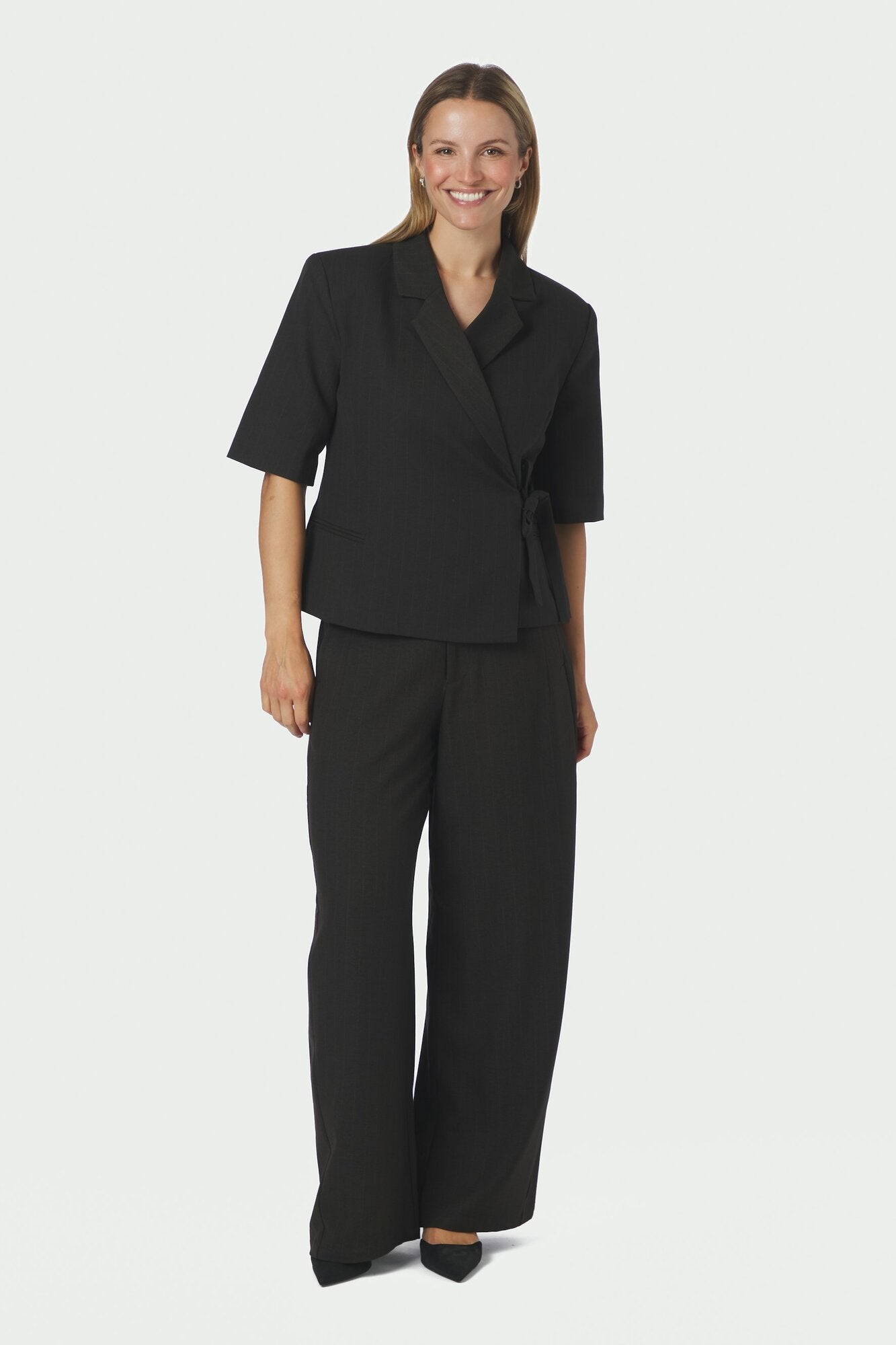 Essiall Pinstripe habitbukser – antracit